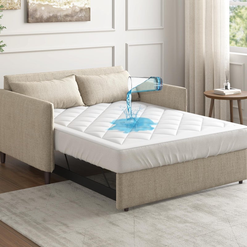 Sleep Philosophy Waterproof Sofa Bed Mattress Protector, Holden Sofa Bed Full Mattress Pad, 3M Scotchgard, Microfiber Mattress Topper Fitted Elastic Pocket Fits Up to 8 Inch, Full 54x72, White - Image 1